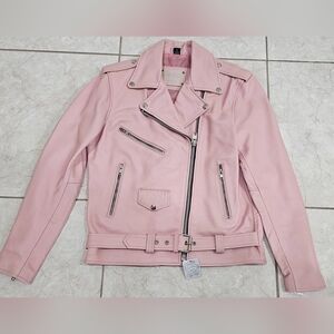 Pink leather womens Jacket